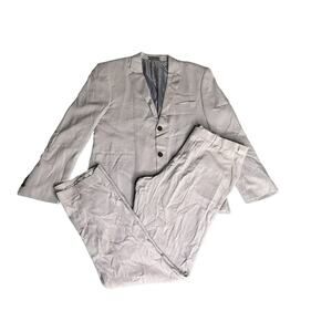 Wehilion Men’s Suit 2 Pc Jacket XXL Pants XXL Light Gray Linen Blend